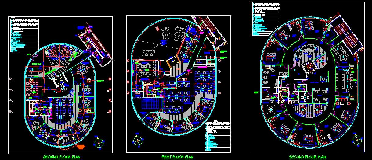 Office Electrical System Design for Three Floors- DWG Drawing